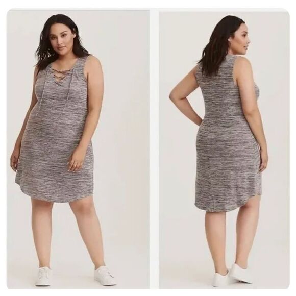 torrid Dresses & Skirts - Torrid Gray Lace Up Sleeveless Dress Size 10